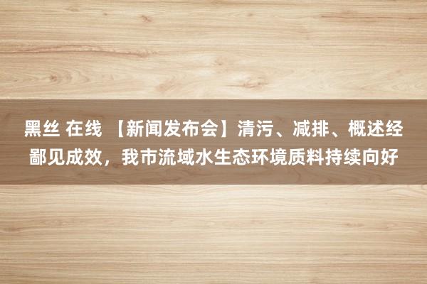 黑丝 在线 【新闻发布会】清污、减排、概述经鄙见成效，我市流域水生态环境质料持续向好