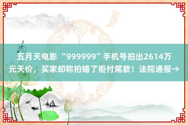 五月天电影 “999999”手机号拍出2614万元天价，买家却称拍错了拒付尾款！法院通报→