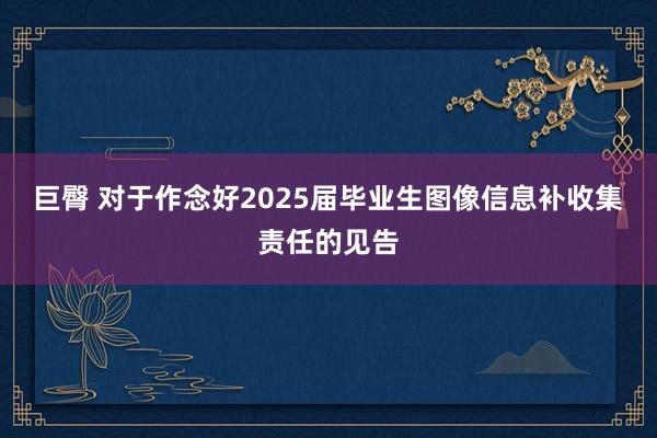 巨臀 对于作念好2025届毕业生图像信息补收集责任的见告